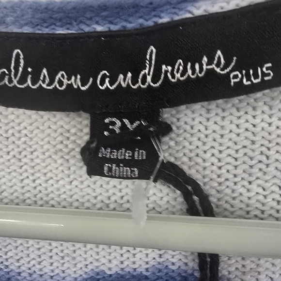 Alison Andrews Blue and White Tie-Dye Sweater, Plus Size 3X, NWOT - Picture 2 of 5